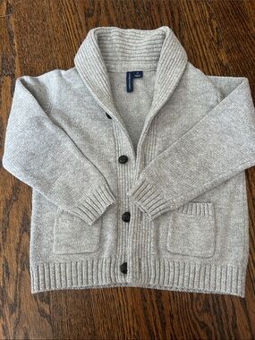 Janie and Jack Gray Shawl Collar Button Cardigan